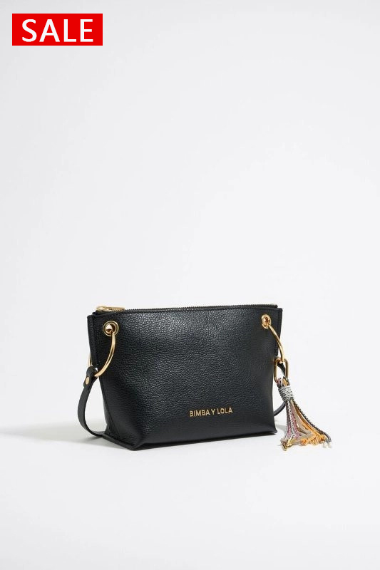 Bolso trapecio mediano piel negro